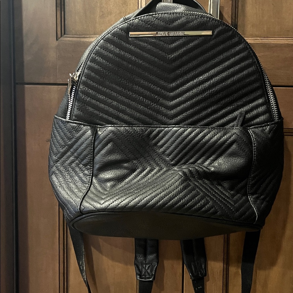 Steve Madden Black Chevron Backpack